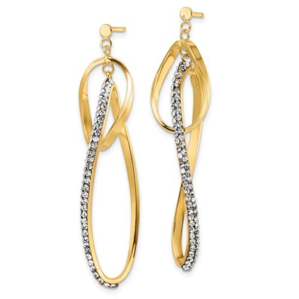 New 14K Gold Dangle Earrings with Swarovski Crystals
